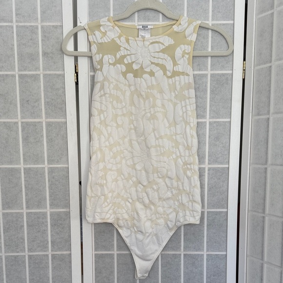 Wolford Tops - Wolford Thong Bodysuit White & Beige Patterned